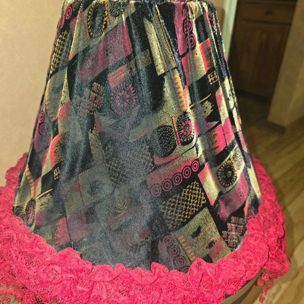 Lamp Shade - Red lace and velvet lamp shade 12